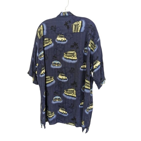 HB Sport Harbor Bay Vintage Hawaiian Shirt Mens 2XLT 2XL Tall Car Print Blue - Picture 2 of 6